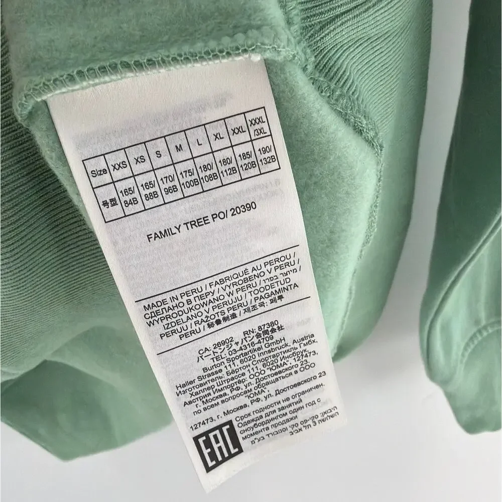 Burton Unisex Soft Sage Family Tree Pullover Hoodie Size M